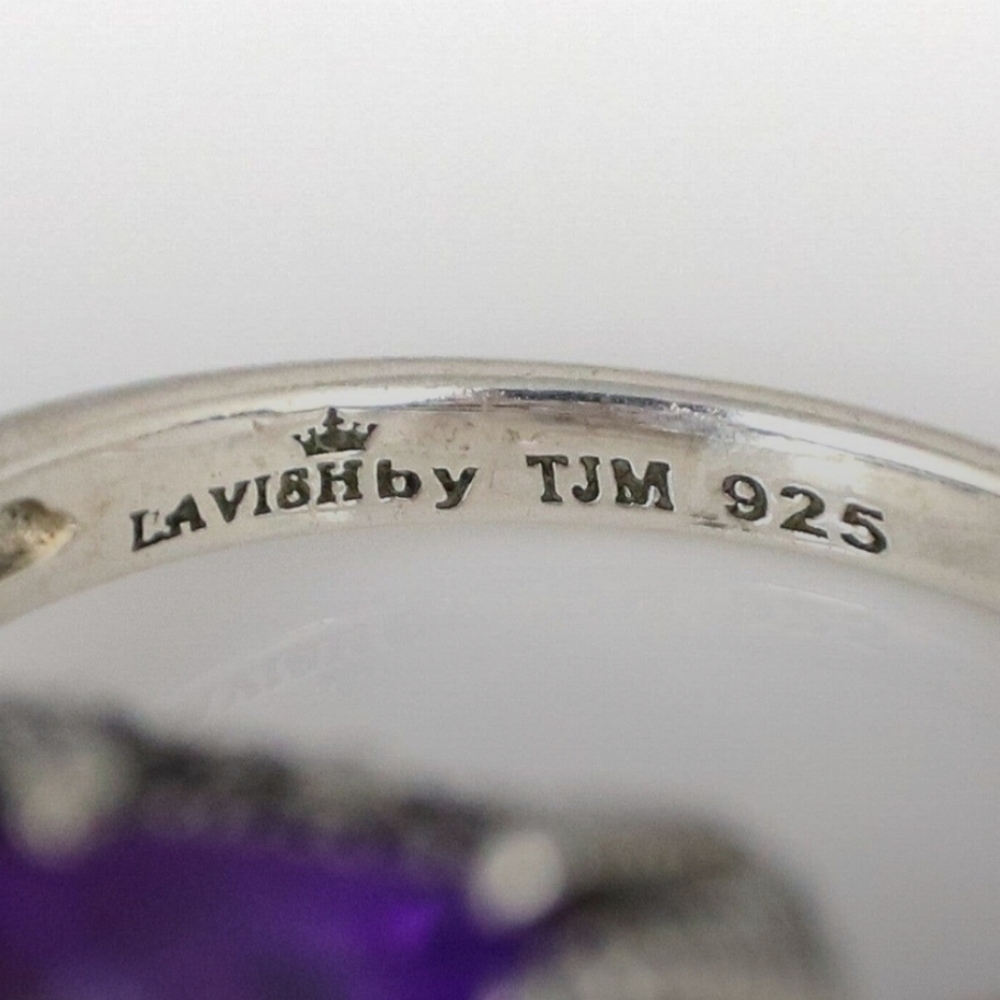 Cushion-cut, lab-created amethyst stone accentuated marcasite & milgrain detail - Picture 9 of 9